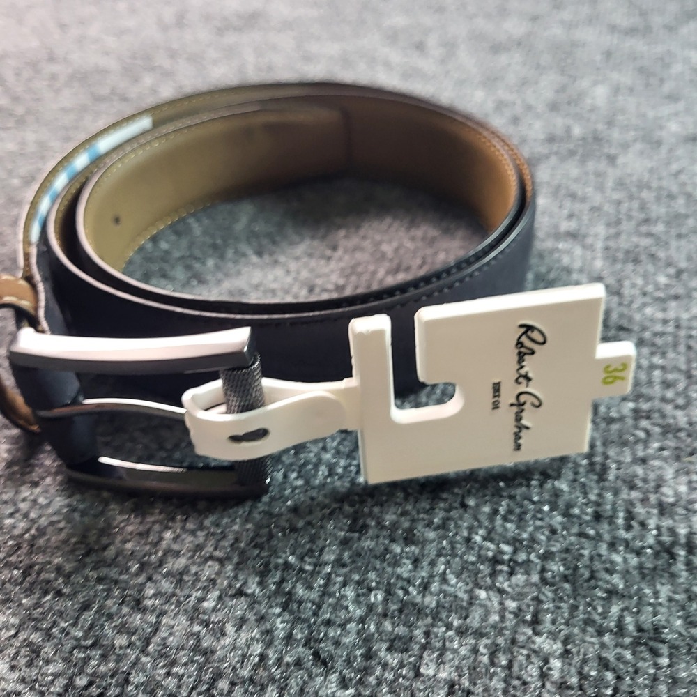 Robert Graham Mens Belt Size 36 Black‎ Leather Casual Dress